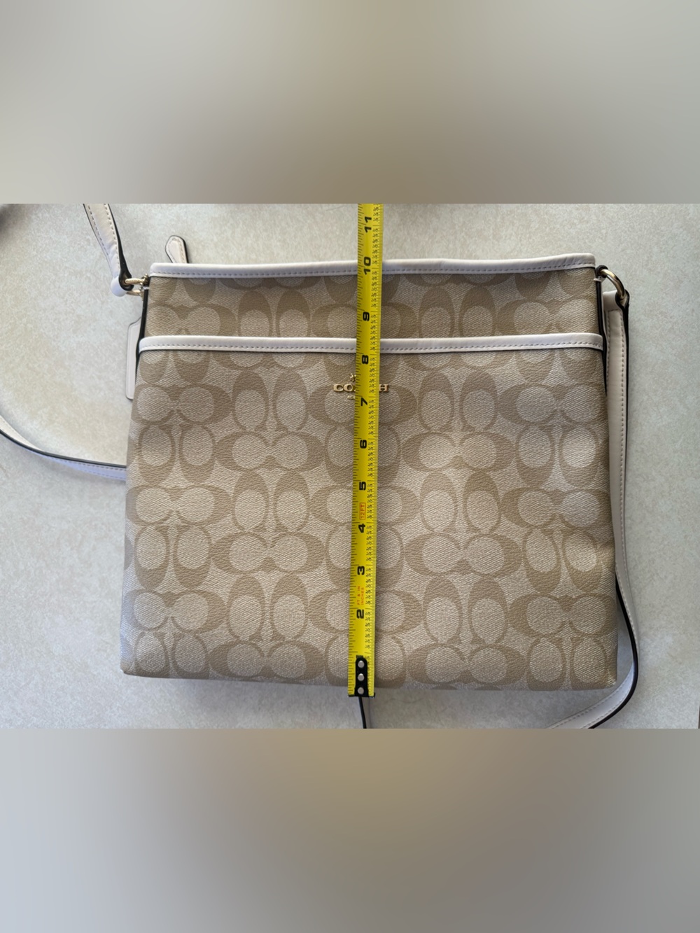 Coach Signature Canvas Crossbody Bag in Khaki/Chalk with Matching Wallet EUC - Picture 7 of 15